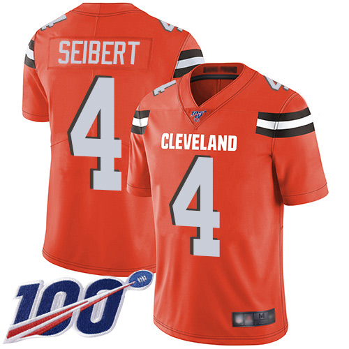Cleveland Browns Austin Seibert Men Orange Limited Jersey #4 NFL Football Alternate 100th Season Vapor Untouchable
